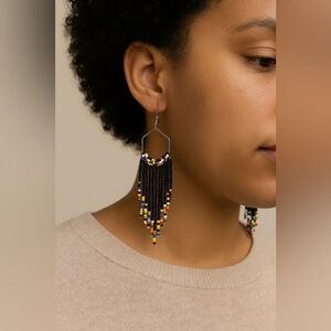 Multicolor Beaded Fringe Earrings